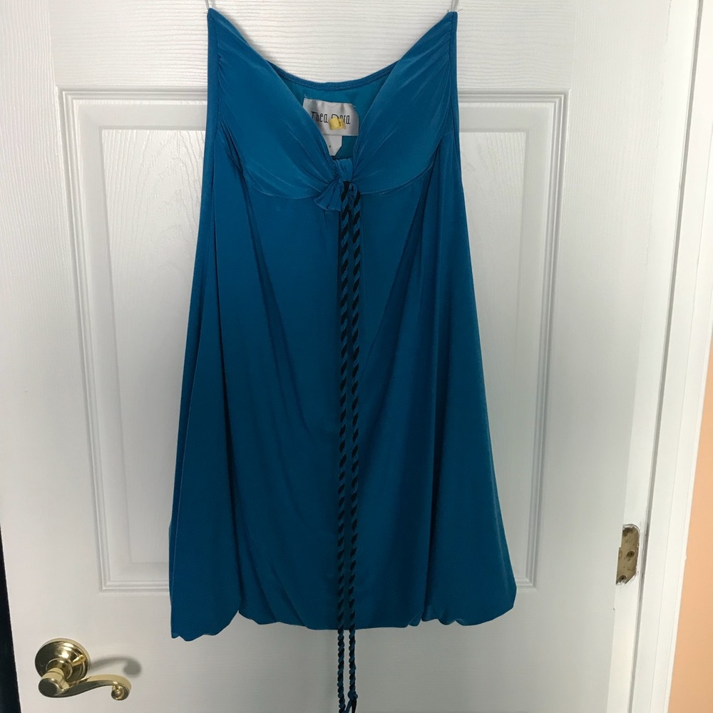 Blue dress.